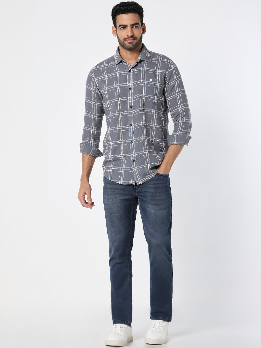 Men’s Mid Indigo Slim Straight Fit  Jeans