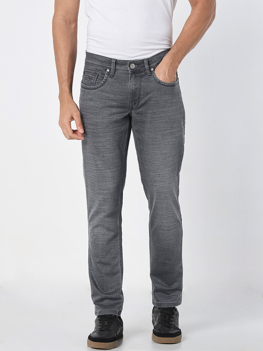 Men Light Grey Slim Fit Stretch Denim Jeans