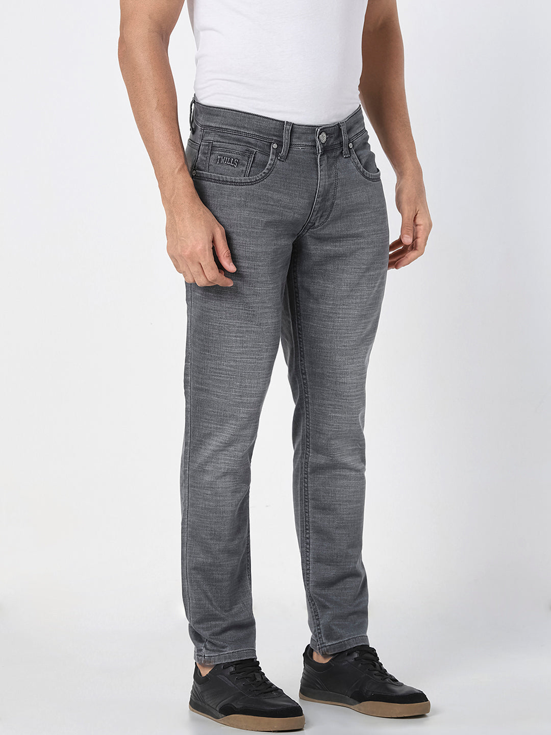 Men Light Grey Slim Fit Stretch Denim Jeans