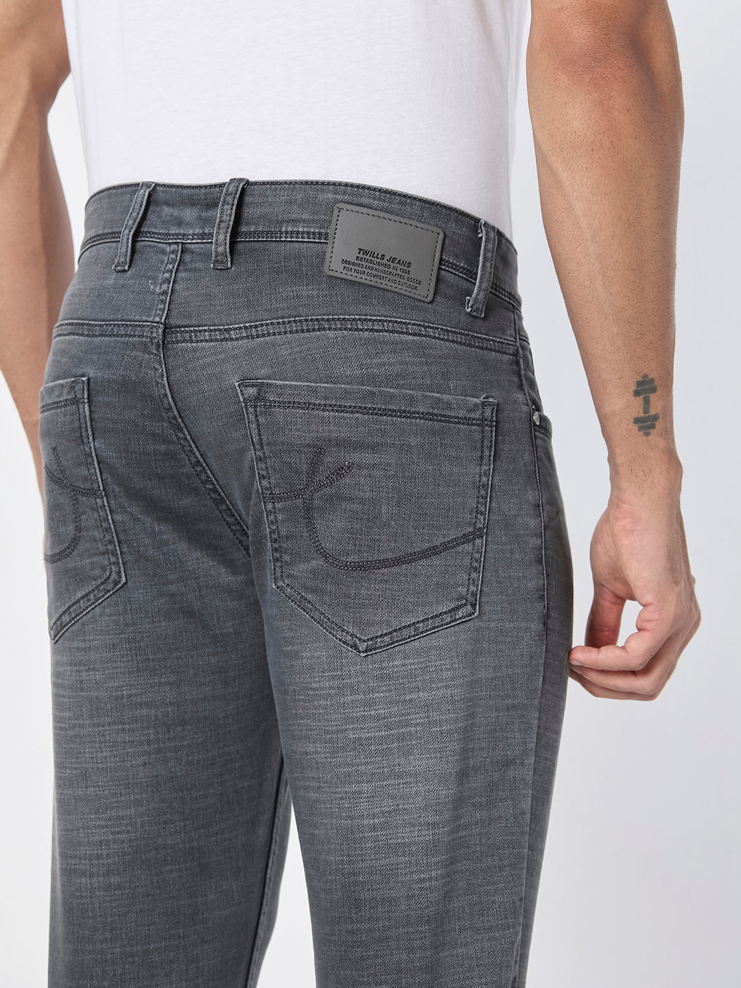 Men Light Grey Slim Fit Stretch Denim Jeans