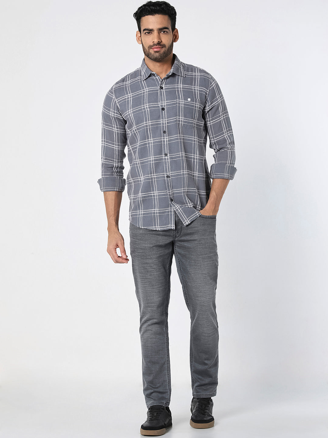 Men Light Grey Slim Fit Stretch Denim Jeans