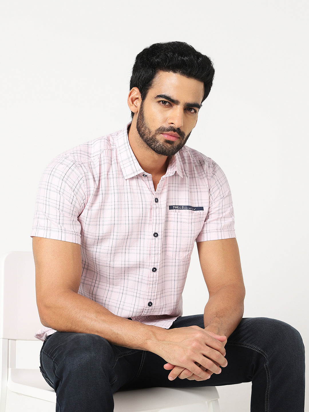 Pink Checked Casual Shirt