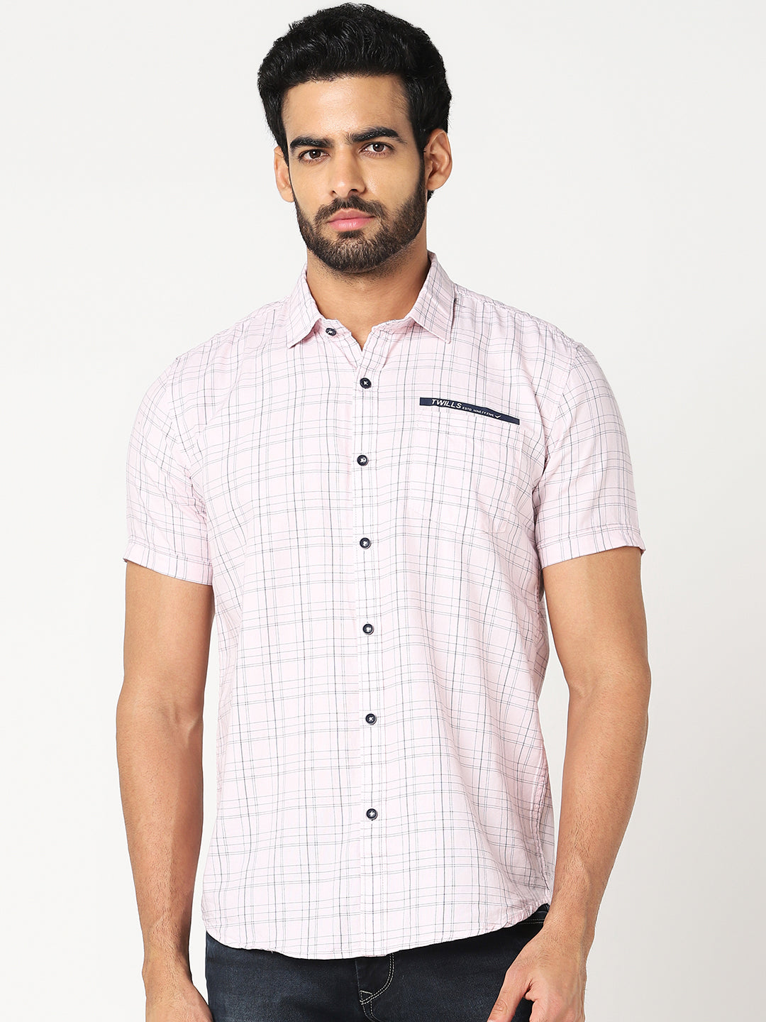 Pink Checked Casual Shirt