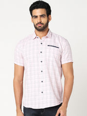 Pink Checked Casual Shirt