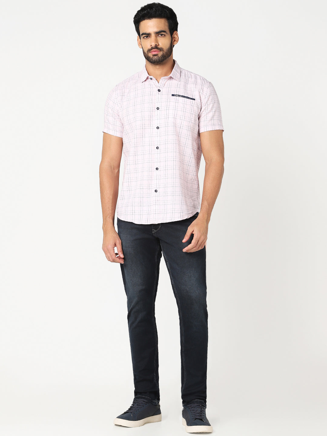 Pink Checked Casual Shirt
