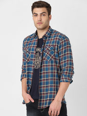 Mens Blue Attached T-shirt Shirt