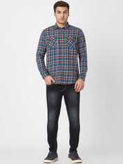 Mens Blue Attached T-shirt Shirt