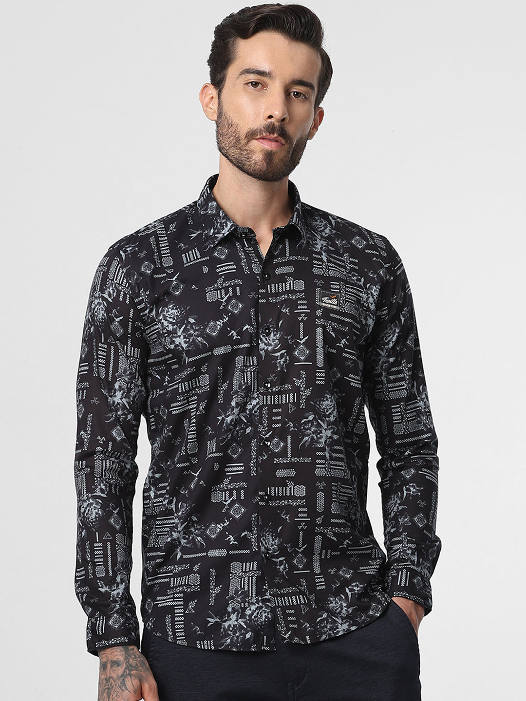 Black Abstract Print Shirt