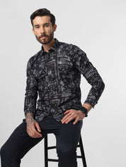 Black Abstract Print Shirt