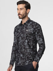 Black Abstract Print Shirt