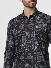 Black Abstract Print Shirt