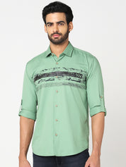 Mint Green Printed Casual Shirt