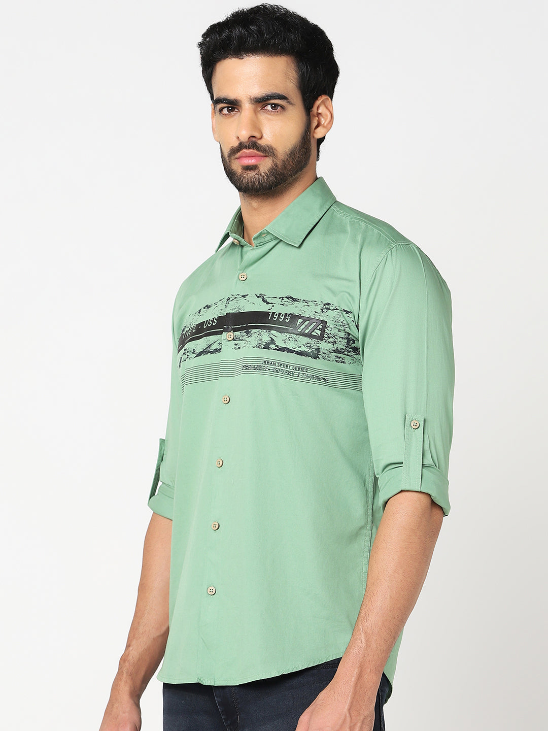 Mint Green Printed Casual Shirt