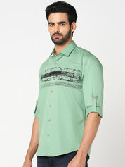 Mint Green Printed Casual Shirt