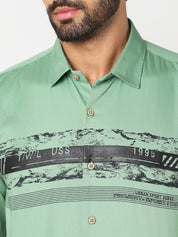 Mint Green Printed Casual Shirt