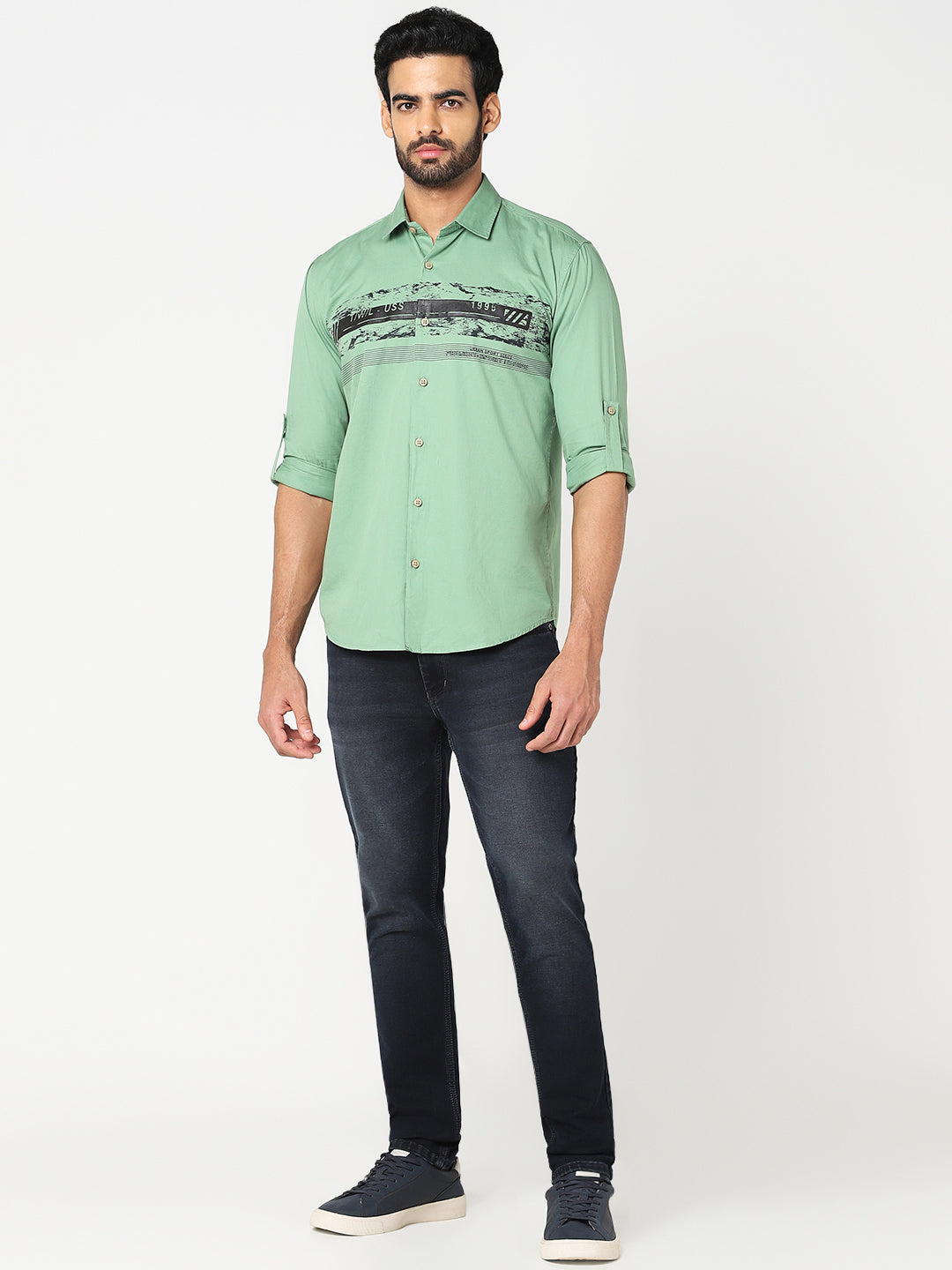 Mint Green Printed Casual Shirt