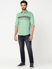 Mint Green Printed Casual Shirt