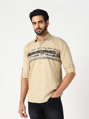 Beige Printed Casual Shirt