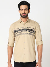 Beige Printed Casual Shirt