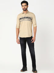 Beige Printed Casual Shirt