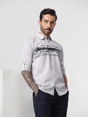 Light Grey Chest Print Shirt