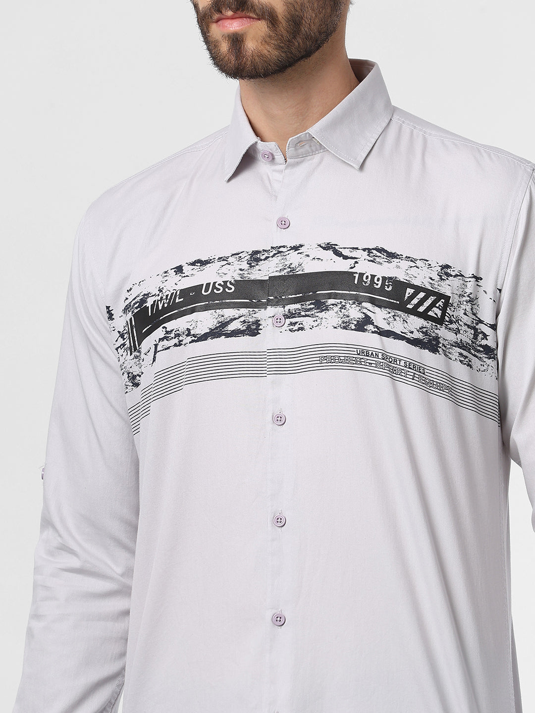 Light Grey Chest Print Shirt