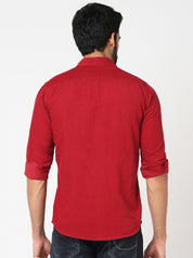 Red Solid Corduroy Shirt