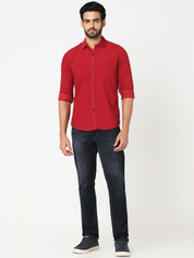 Red Solid Corduroy Shirt