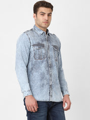 Mens Indigo Striped 2 Pocket Shirt
