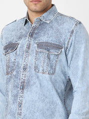 Mens Indigo Striped 2 Pocket Shirt