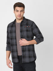 Mens Dark Grey Checked Shirt