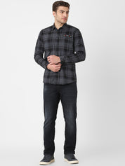 Mens Dark Grey Checked Shirt