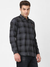 Mens Dark Grey Checked Shirt