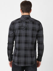 Mens Dark Grey Checked Shirt