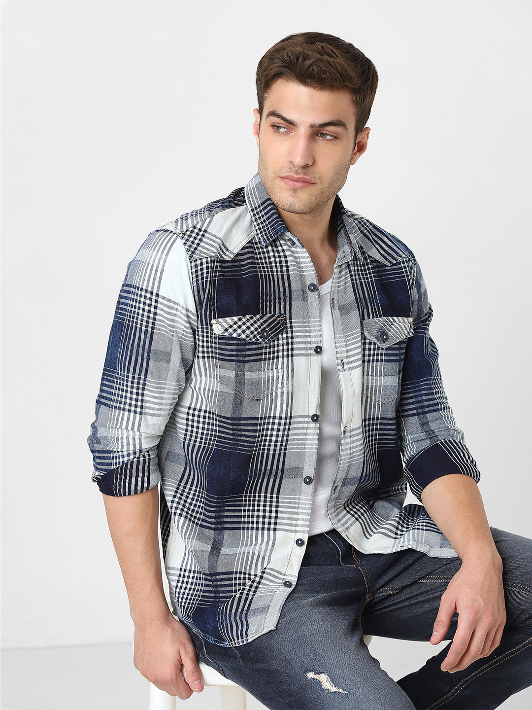 Mens Checked Washed Shirt