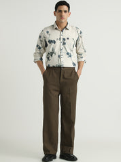 Beige Floral Printed Casual Shirt