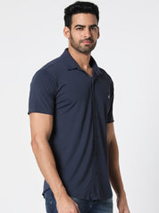 Navy Textured Casual Shirt