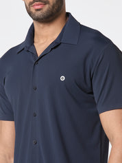 Navy Textured Casual Shirt