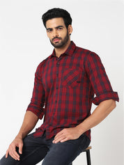Red Checked Casual Shirt