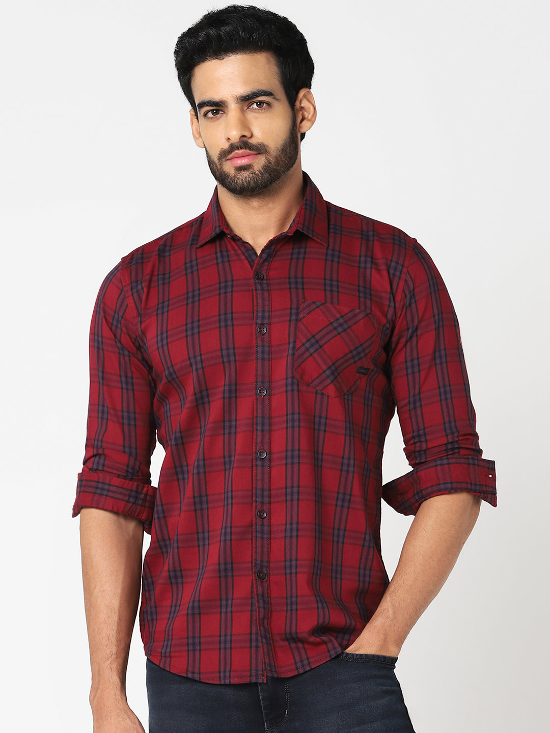 Red Checked Casual Shirt
