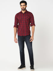 Red Checked Casual Shirt