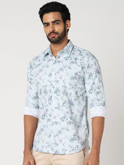 Mint Green Floral Printed Casual Shirt