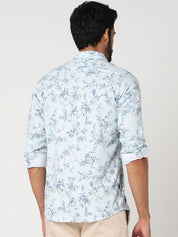 Mint Green Floral Printed Casual Shirt