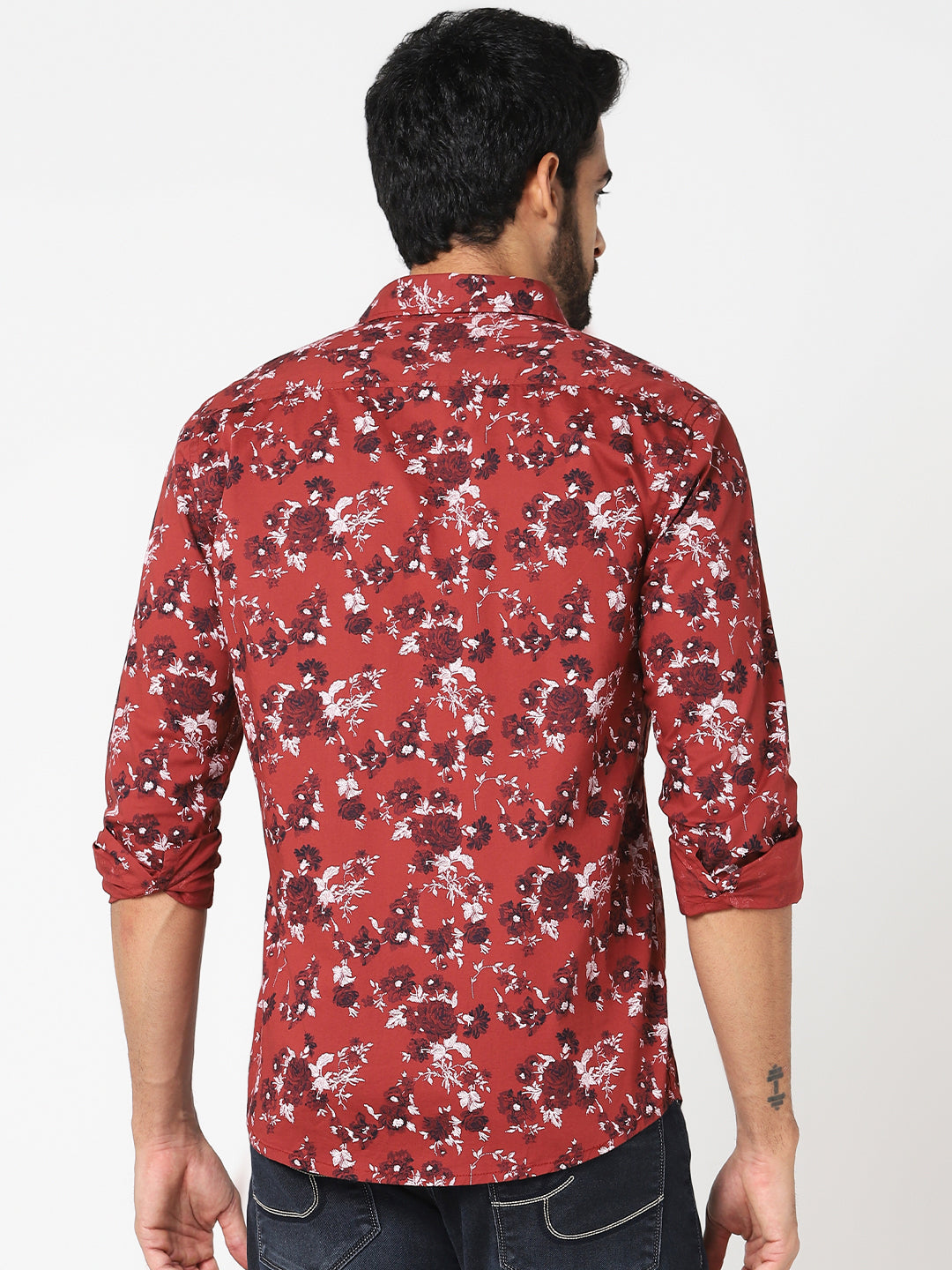 Red Floral Printed Casual Shirt