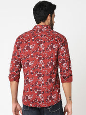Red Floral Printed Casual Shirt