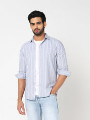 Light Blue Vertical Striped Shirt