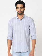 Light Blue Vertical Striped Shirt