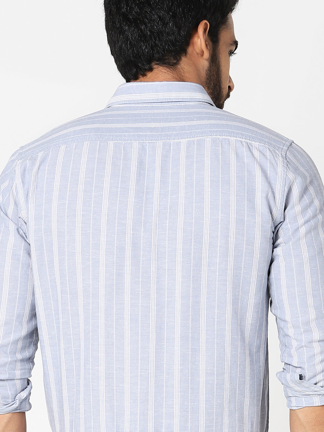 Light Blue Vertical Striped Shirt
