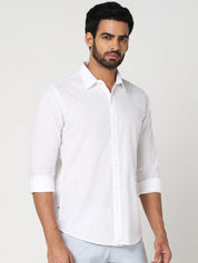 White Solid Casual Shirt