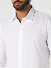 White Solid Casual Shirt